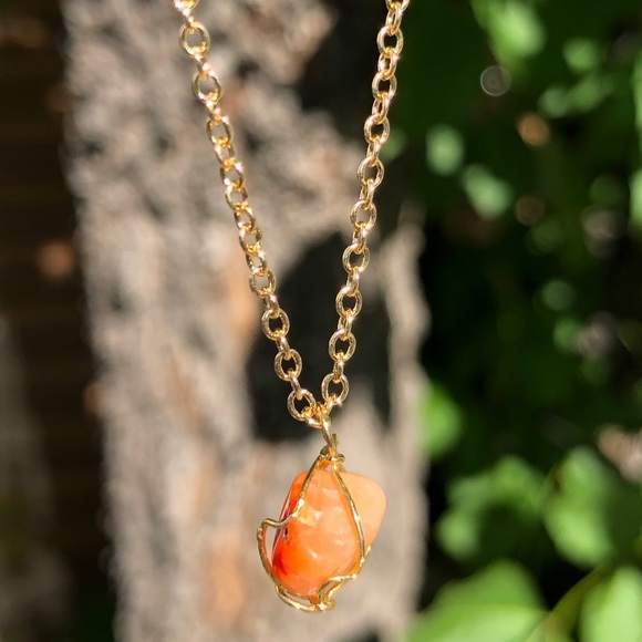 Hand Crafted Jewelry - Genuine Carnelian pendant necklace